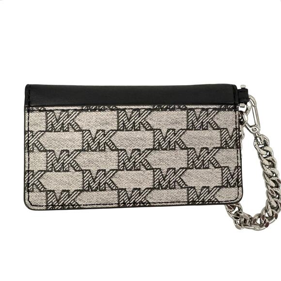 Michael Kors Chain Card Case / Key Holder – Black & Signature MK Monogram - Picture 2 of 6